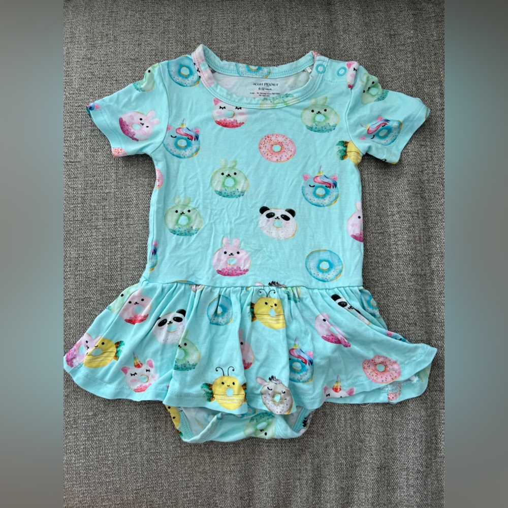 Posh Peanut Bamboo Short Sleeve Twirl Skirt Bodysuit - Donuts